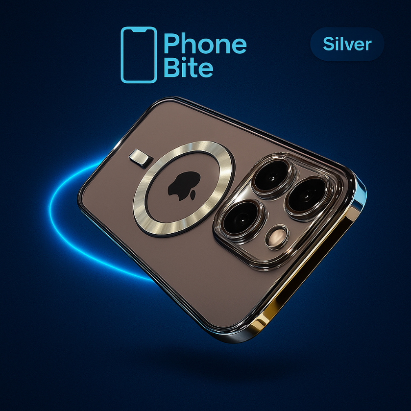 The Phone Bite Luxury Magnetic Plating Clear Case designed for iPhone 11/12/13/14/15/16, including Pro/Max/Plus